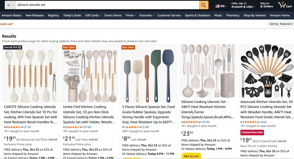 kitchen product photography | silicone utensils photography | amazon listing photography