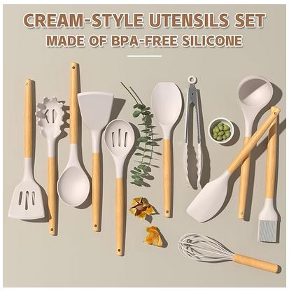 aesthetic image silicone utensils kit | kitchen product photography