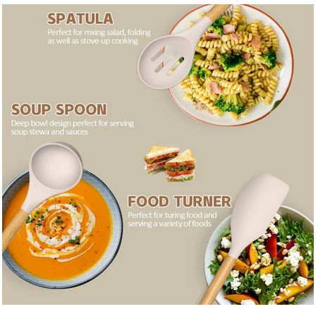 silicone utensils kit infographics | kitchen product photography | amazon listing photography | shopify product photography