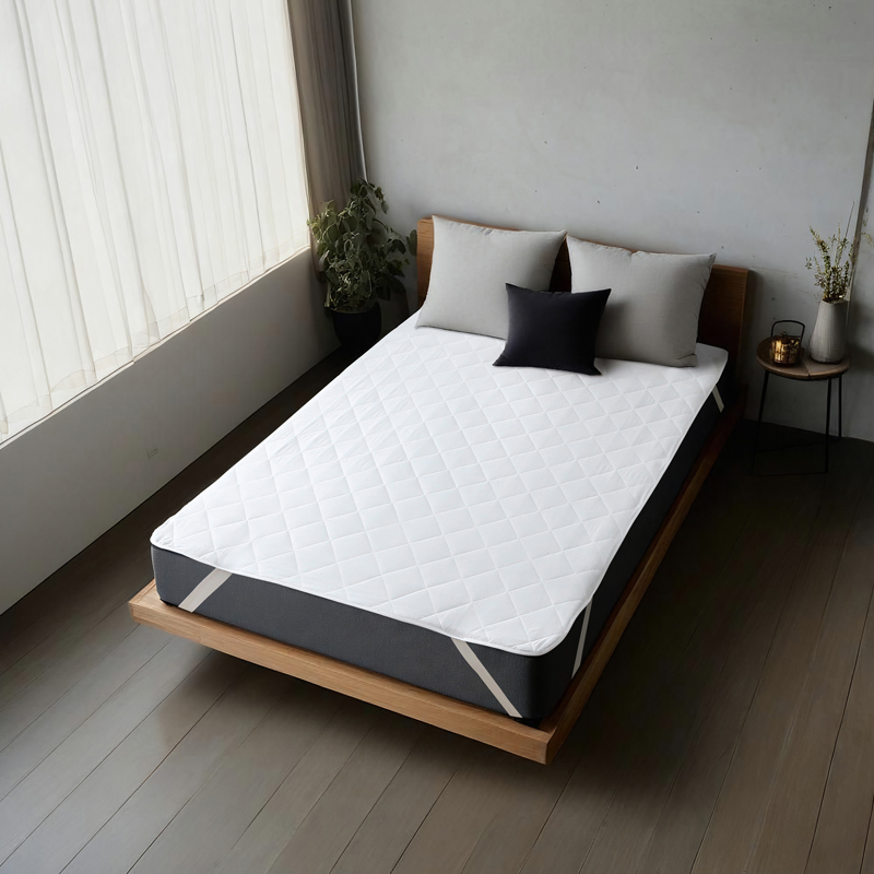 hypoallergenic bamboo mattress protector lifestyle photography bedroom studio set