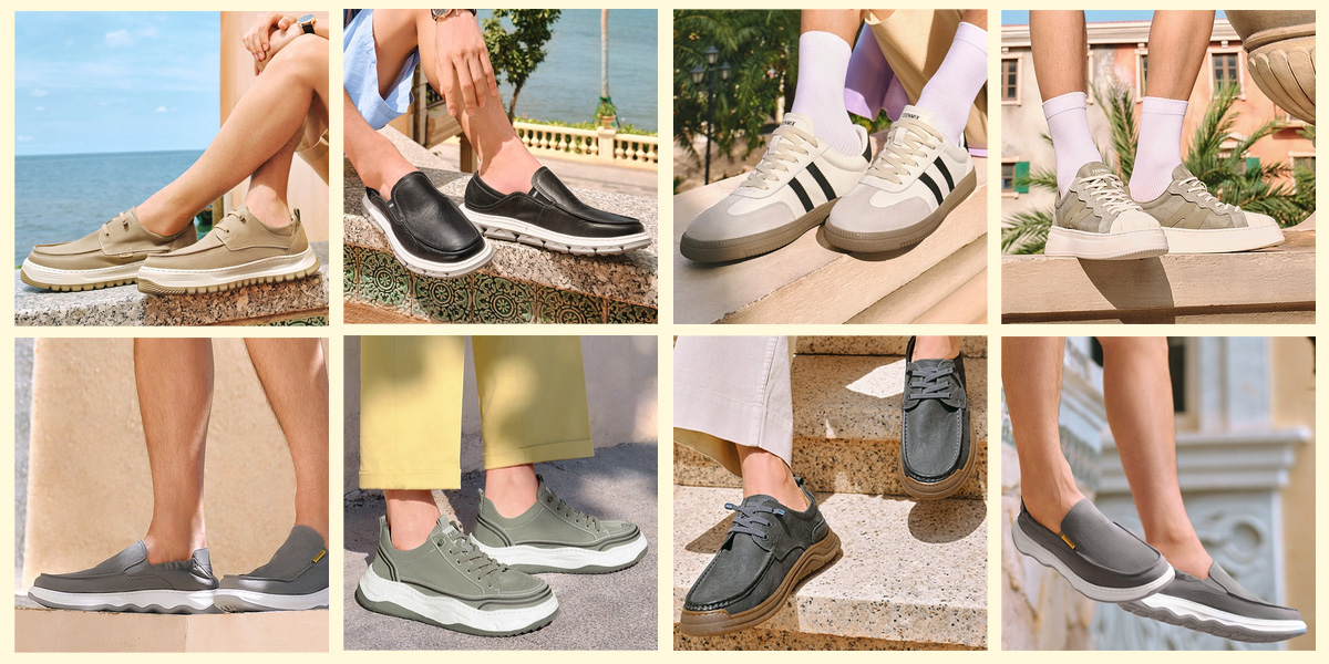 outdoor on-model ecommerce photography for shoes